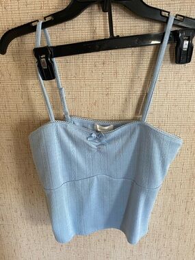 Juniors L Light Blue Ribbed Knit Cami Tank Top